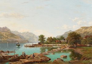 Landschaft mit Bergen am Lago Maggiore von Eliza Agnetus Emilius Nijhoff