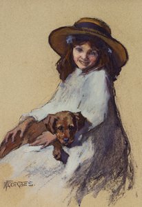 Junges Mädchen mit ihrem Welpen von Elizabeth Adela Stanhope Forbes