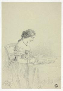 Frau beim Aquarellieren (möglicherweise ein Selbstporträt) von Elizabeth Murray