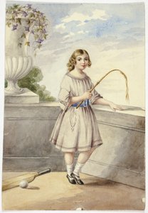 Junges Mädchen mit Ernte und Kricket-Schläger von Elizabeth Murray