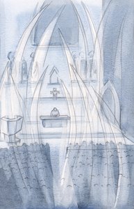 Engel beten mit uns in der Heiligen Messe und verneigen sich vor dem, der gestorben und auferstanden ist.