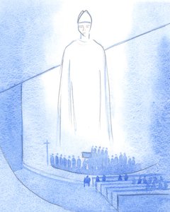 Als die Hände eines neuen Priesters gesalbt wurden ("Möge Jesus dich bewahren?"), stand Christus, gekleidet als unser Bischof, im Heiligtum von Elizabeth Wang