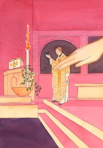 Als der Priester seine Hand ausstreckte, um das Wasser im Taufbecken zu segnen, streckte Gott der Vater seine Hand aus und berührte das Wasser von Elizabeth Wang
