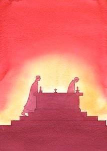 Im Laufe der Jahre verlässt ein Priester den Altar und ein anderer folgt seinen Fußstapfen, um das Heilige Opfer darzubringen von Elizabeth Wang