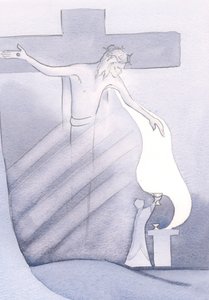 Bei jeder Messe wird das kostbare Blut Christi vom Kreuz für unsere Erlösung von der Sünde ausgegossen