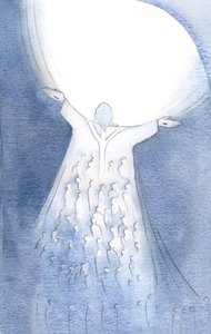 Bei der Messe, wenn wir uns mit dem Selbstopfer Christi vereinen, sind wir wie Juwelen an seinem Gewand, während er in Liebe zum Vater aufblickt