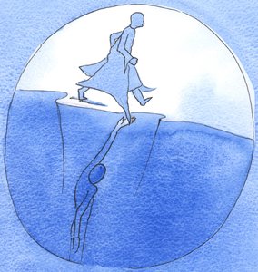 Unvorsichtige oder egoistische Gedanken: Satan kann uns durch unsere Unachtsamkeit in Gefahr bringen, so wie ein Feind, der flatternde Kleidungsstücke ergreift, 2003 von Elizabeth Wang