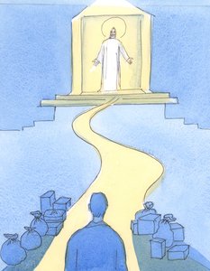 Christus erwartet uns am Tabernakel, als ob er am 