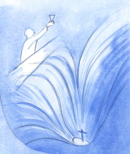 Christus sprach mit großem Mut zu seinen Aposteln, hielt den Kelch seines Blutes und sah bereits seine 