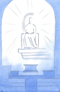 Christus saß auf einem himmlischen Thron in unserem Heiligtum. Christus, unser Gott, ist der Leiden würdig, die wir aus Liebe zu ihm ertragen