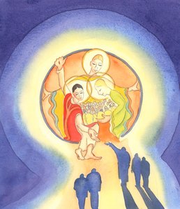 Christus empfängt die reumütige und willige Seele in das Herz der Heiligen Dreifaltigkeit. "Diejenigen, die sich in ihm verbergen, werden nicht verurteilt" (Ps 33). von Elizabeth Wang