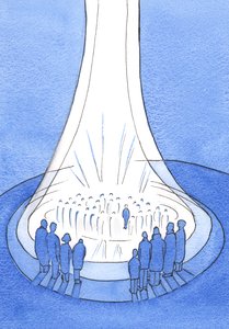 Das Opfer Christi - von der Erde dargebracht - ist wie ein Leuchtfeuer vor dem Himmel. von Elizabeth Wang