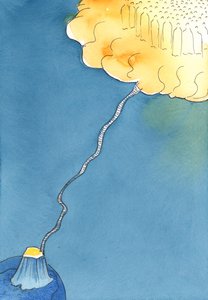Aus dem Leben der Gnade führte eine Strickleiter nach oben, wo Christus und die Heiligen im Himmel warteten, um diejenigen zu begrüßen, die durchhielten