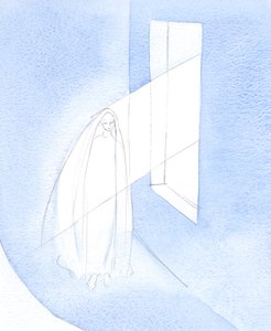 Gott ließ durch das Wirken Seines Heiligen Geistes das Wort in Marias Leben eintreten, durch ihr Einverständnis, und in ihrem Schoß Fleisch annehmen. von Elizabeth Wang