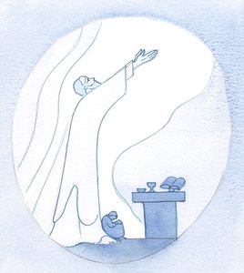 Er zeigte mir einen Platz an seinen Füßen, im Geist, wo ich mich zusammenrollen konnte - sozusagen - während er für alle betete, die zu müde sind, um zu sprechen von Elizabeth Wang
