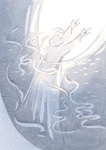 Ich sah Christus wie eine Braut mit seinem Volk - sein Volk zum Vater erhebend, mit Bändern der Freude und des Glücks.