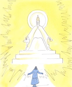 Im Glauben können wir ein blendendes Licht hoch oben in der Kirche über dem Heiligtum sehen