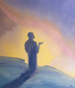 Jesus betete in seinem irdischen Leben zu seinem Vater mit Lob und Dank, 2001 von Elizabeth Wang