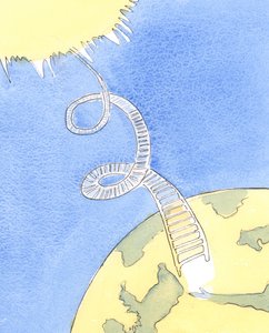 Es ist, als ob eine lange spiralförmige Leiter vom Himmel zur Erde hinunterreichte