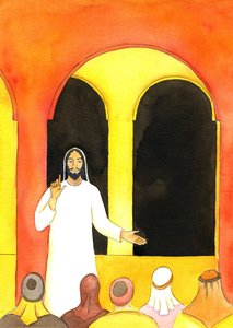 Jesus predigte im Tempel, sprach die Wahrheit und erzürnte einige Menschen, die dann planten, Ihm zu schaden von Elizabeth Wang