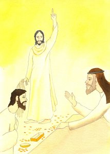 Jesus sagt zu den Geldwechslern im Tempel: Steht nicht geschrieben: "Mein Haus soll ein Bethaus für alle Völker genannt werden?", 2001