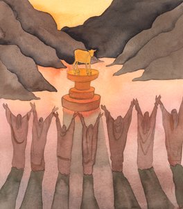 Wie das alte Volk Gottes ein goldenes Kalb zum Götzen machte, so machen heute viele Menschen ihre privaten Meinungen zum Götzen, 2003