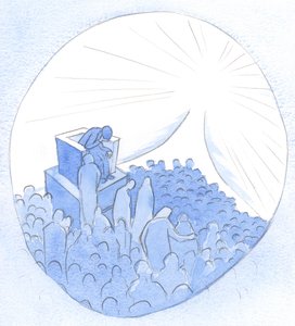 Viele Menschen reisen gemeinsam in Richtung Himmel. Jede irdische oder geistliche Mutter kann verwundete Seelen zum Ort der Wiedergeburt und Versöhnung führen. von Elizabeth Wang