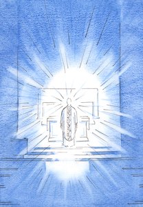 Am Fest der Heimsuchung erschien Christus und trug ein goldenes Messgewand zu Ehren seiner heiligen Mutter Maria.