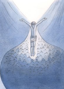 Eines Tages sah ich das Opfer, das Christus für die Lebenden und Verstorbenen darbringt von Elizabeth Wang