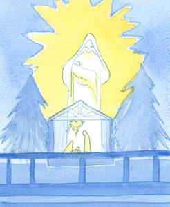 Unsere gesegnete Frau stand in der Marienkapelle, in Herrlichkeit, und zeigte, wie sie unsere Freude am Fest der Geburt ihres Sohnes, unseres Herrn, teilt von Elizabeth Wang