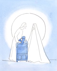 Unsere gesegnete Frau war mit mir, mit ihrem Sohn, und bot einen Ostergruß an. Beide freuten sich über meine Freude, sie zu sehen, und meine Freude darüber, zu wissen, dass sie im Himmel glücklich sind