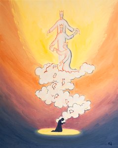 Unsere Gebete für andere steigen wie Briefe auf einer Wolke von Weihrauch zum Himmel, zu Gott der Heiligen Dreifaltigkeit, und tragen alle Namen unserer Lieben von Elizabeth Wang