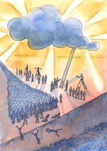 Die Menschen machen sich auf den Weg zum Tod und vielleicht zur Hölle