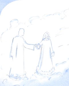 Schnee, erklärte Christus, ist ein gutes Symbol für die strahlende Reinheit seiner Unbefleckten Mutter, die er so liebt, 2002 von Elizabeth Wang