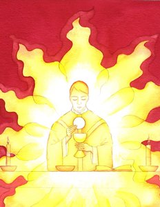 Die Gegenwart Jesu in der Eucharistie ist wie ein loderndes Feuer der Herrlichkeit von Elizabeth Wang