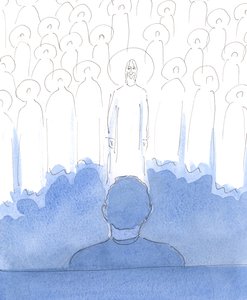 Die Heiligen sind um uns herum, mit Christus, während wir beten; sie erfreuen sich an der Liebe in unseren Herzen und an jedem ehrfürchtigen Wort und jeder Geste, wenn wir sie ehren und die drei göttlichen Personen anbeten und preisen