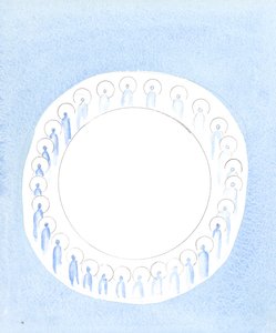 Die drei göttlichen Personen sind vereint und aktiv in der Einheit der Gottheit, als ob sie in unaufhörlicher Gemeinschaft kreisen, 2003 von Elizabeth Wang