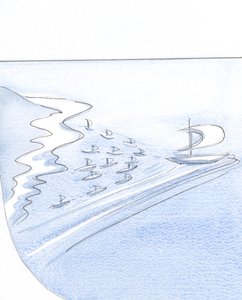Die Seele, die auf Christus vertraut, ist wie ein Schiff, dessen Segel vom Wind der Gnade gefüllt sind, das andere in seinem Kielwasser zieht.