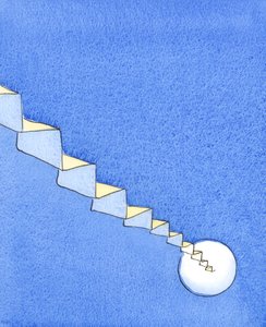 Wir ahmen Christus nach, der schmerzhaft eine Treppe zu Pilatus hinaufstieg, während wir eine heilige Treppe von der Erde zum Himmel hinaufsteigen und versuchen, durch Gottes Gnade bis zum Ende vertrauensvoll und treu zu bleiben von Elizabeth Wang