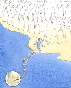 Wenn ein neuer Heiliger im Himmel ankommt, begrüßt die ganze Gesellschaft diese Seele, mit Christus und seiner Mutter Maria, 2004 von Elizabeth Wang