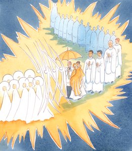Wann immer wir die Gegenwart Jesu im Allerheiligsten Sakrament ehren, schließen sich uns die Engel und Heiligen in unserer Anbetung an