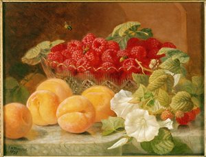 Schale mit Himbeeren und Pfirsichen von Eloise Harriet Stannard