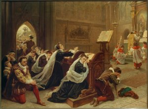 Maria Stuart…die erste Messe hörend von Emanuel Gottlieb Leutze