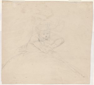 Studie einer Halbfigur mit Stange [verso] von Emanuel Gottlieb Leutze