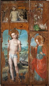 Heiliger Sebastian, Heilige Lucia, Christus mit den Symbolen der Passion, zweite Hälfte des 16. Jahrhunderts von Emanuele Macario