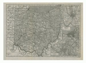 Karte von Ohio, USA, ca. 1910er Jahre