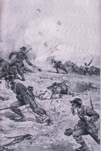 Ein französischer Handgranatenangriff bei Les Spanges, aus Die illustrierte Geschichte des Weltkriegs 1914-1915, veröffentlicht von Union Berlagsefellfchaft von Emil (after) Limmer