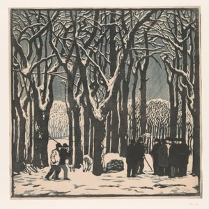 Männer in einem Winterwald von Emil Orlik (signed by artist)
