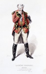 Gesamtwerk von Beaumarchais (1732-1799) von Edouard Fournier. Zeichnung von Emile Bayard. Ed. Laplace, Sanchez et Cie, Paris 1876. Dies ist Begearss in „Die schuldige Mutter“ von Emile Antoine Bayard