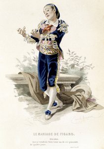 Figaro in „Die Hochzeit des Figaro“ - in „Gesammelte Werke von Beaumarchais“, Zeichnungen von Emile Bayard, ed. Laplace Sanchez & cie, Paris